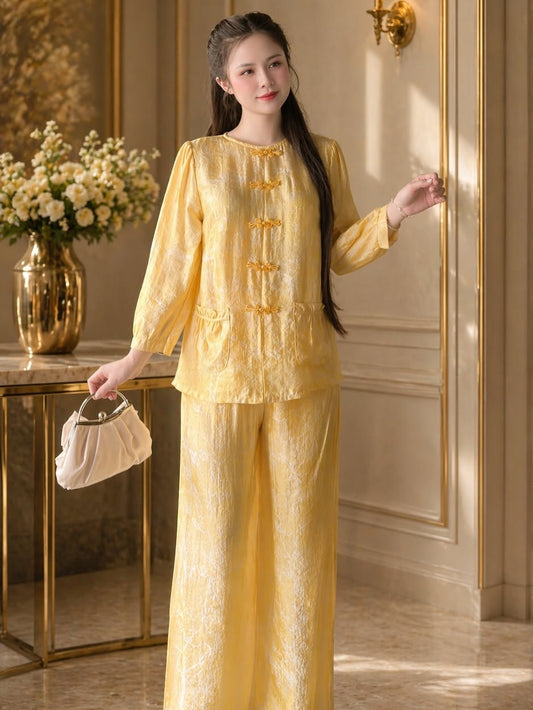 Lay-Buddhist Robe (Pháp Phục) Set – Light Yellow