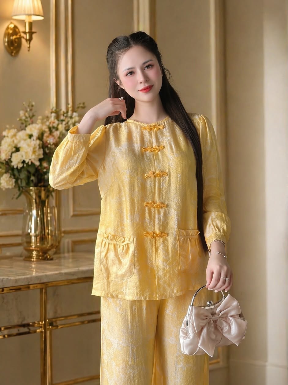 Lay-Buddhist Robe (Pháp Phục) Set – Light Yellow