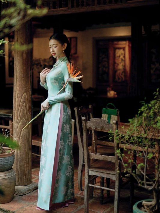 Traditional Silk Ao Dai Set – Jade Green