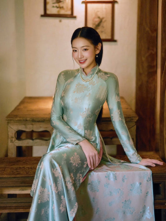 Traditional Silk Ao Dai Set – Jade Green