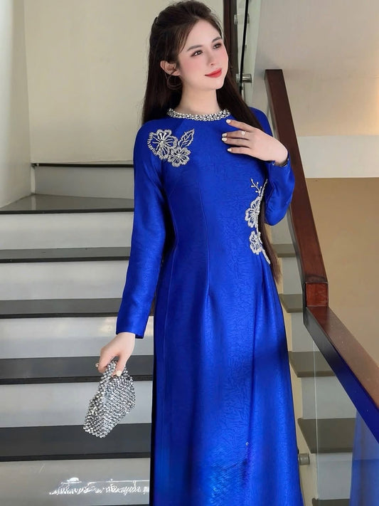 Indo Silk Ao Dai Set – Royal Blue
