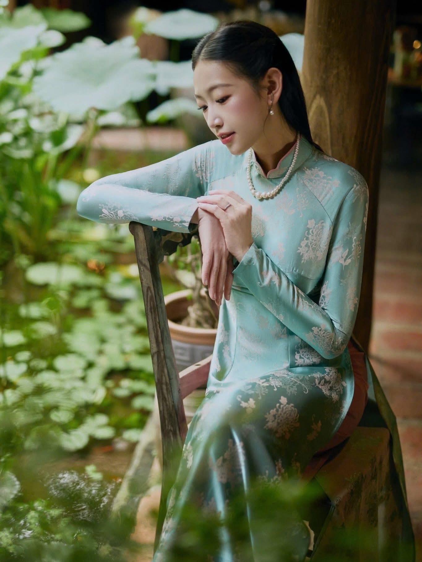 Traditional Silk Ao Dai Set – Jade Green