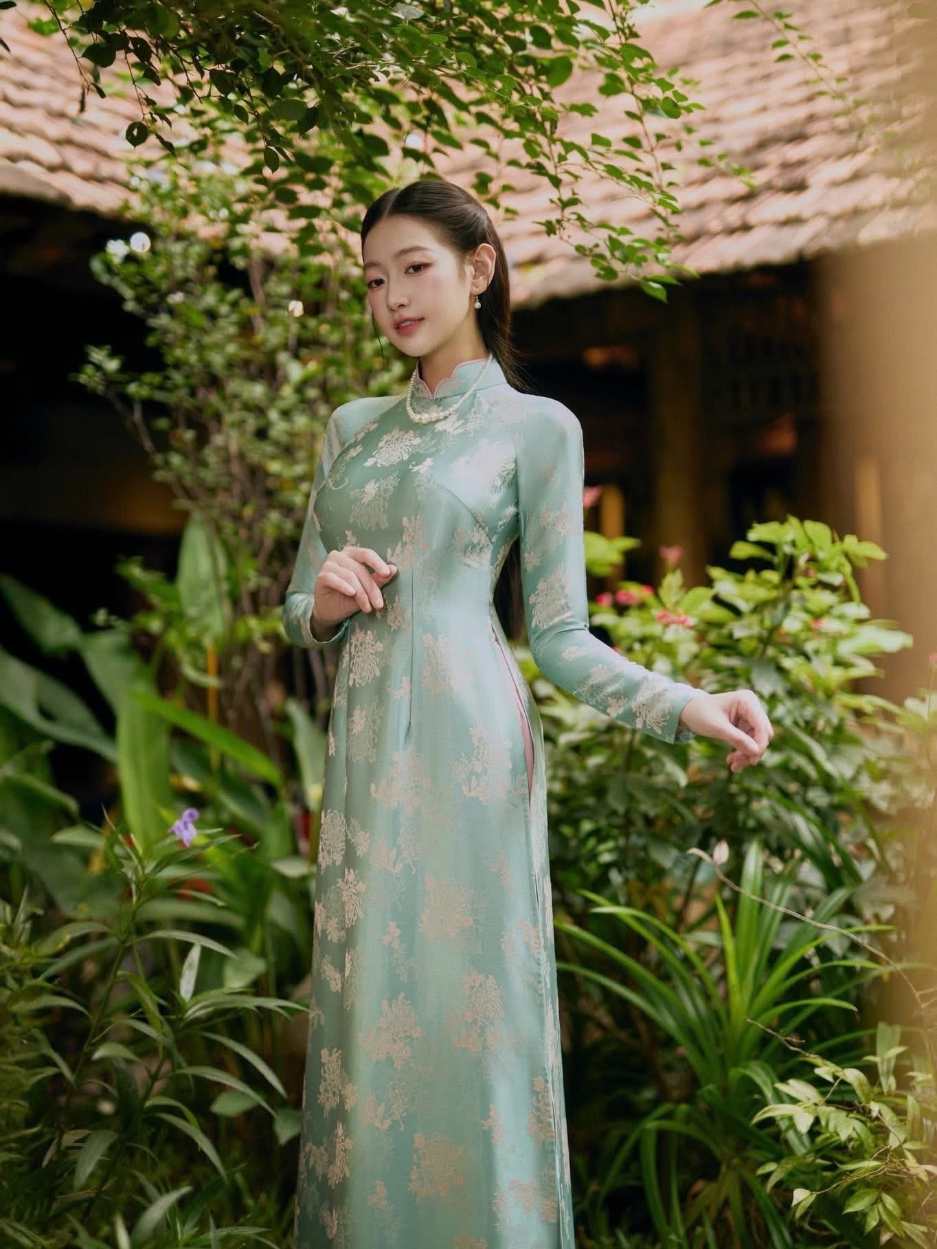 Traditional Silk Ao Dai Set – Jade Green