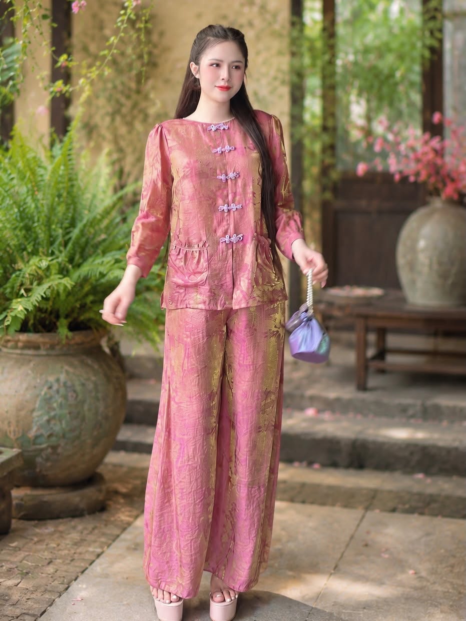 Lay-Buddhist Robe (Pháp Phục) Set – Purple-Pink