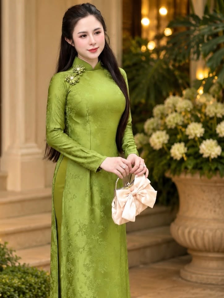 5D Silk Ao Dai Set – Matcha Green