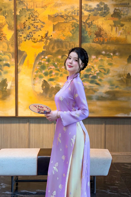 Traditonal Ha Nam Silk Áo Dài – Soft Purple
