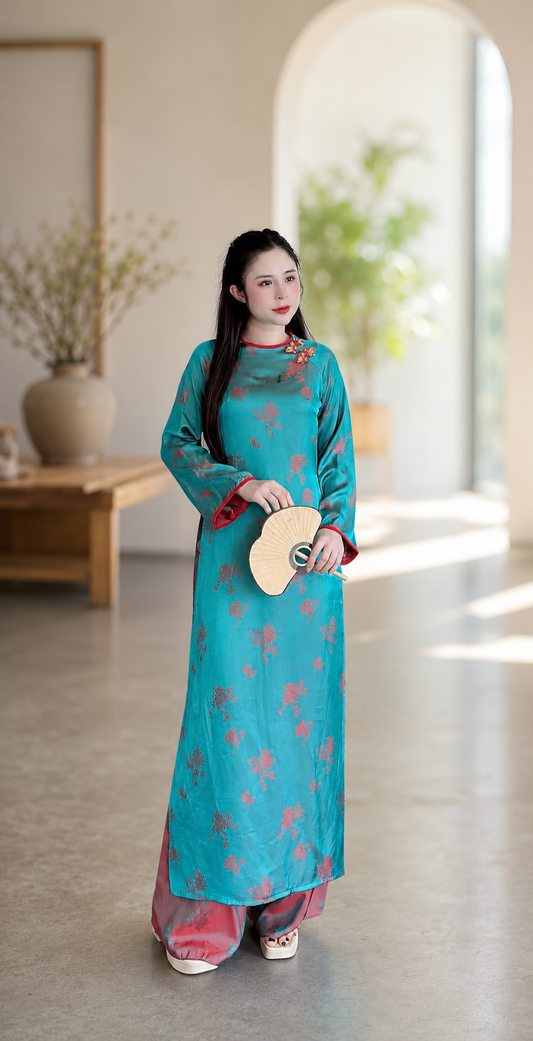 Modern Hà Nam Áo Dài - Peacock Blue