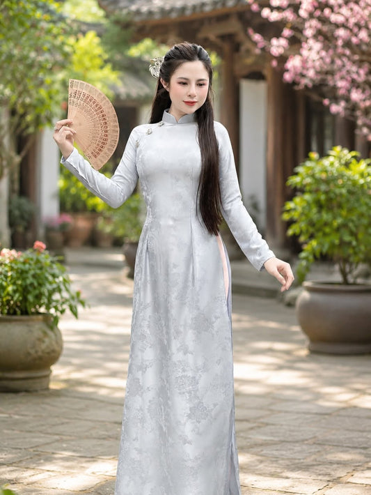 5D Silk Ao Dai Set – Misty Blue & Lavender