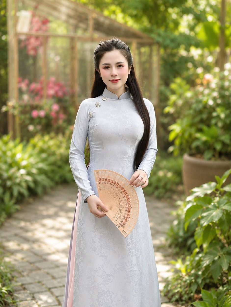5D Silk Ao Dai Set – Misty Blue & Lavender