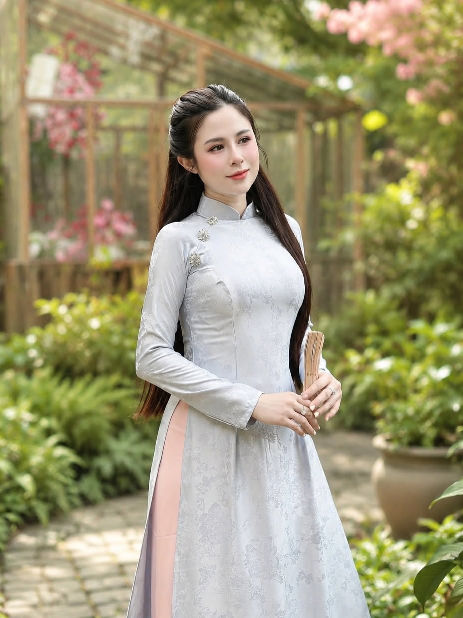5D Silk Ao Dai Set – Misty Blue & Lavender