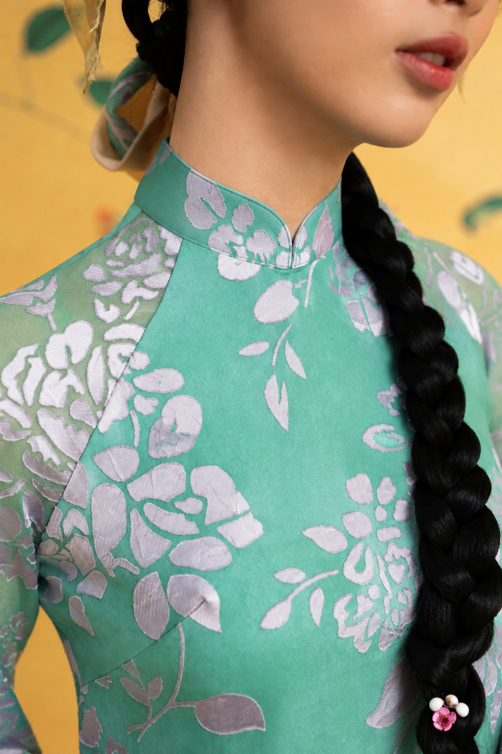 Traditional Pressed Silk Ao Dai – Jade Green