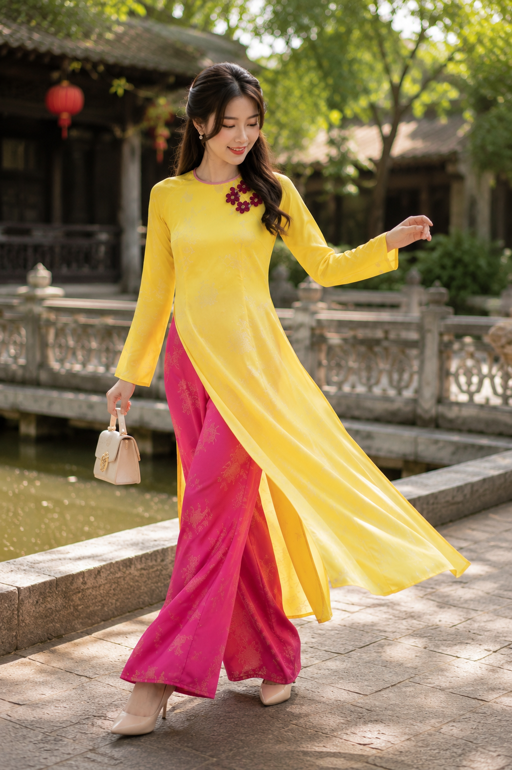 Modern Hà Nam Silk Chrysanthemum - Yellow