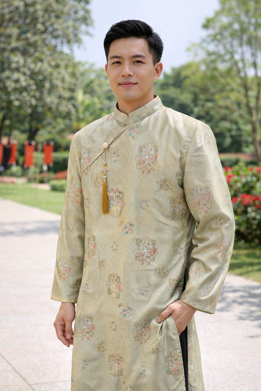 Men's Brocade Medallion Collection Ao Dai