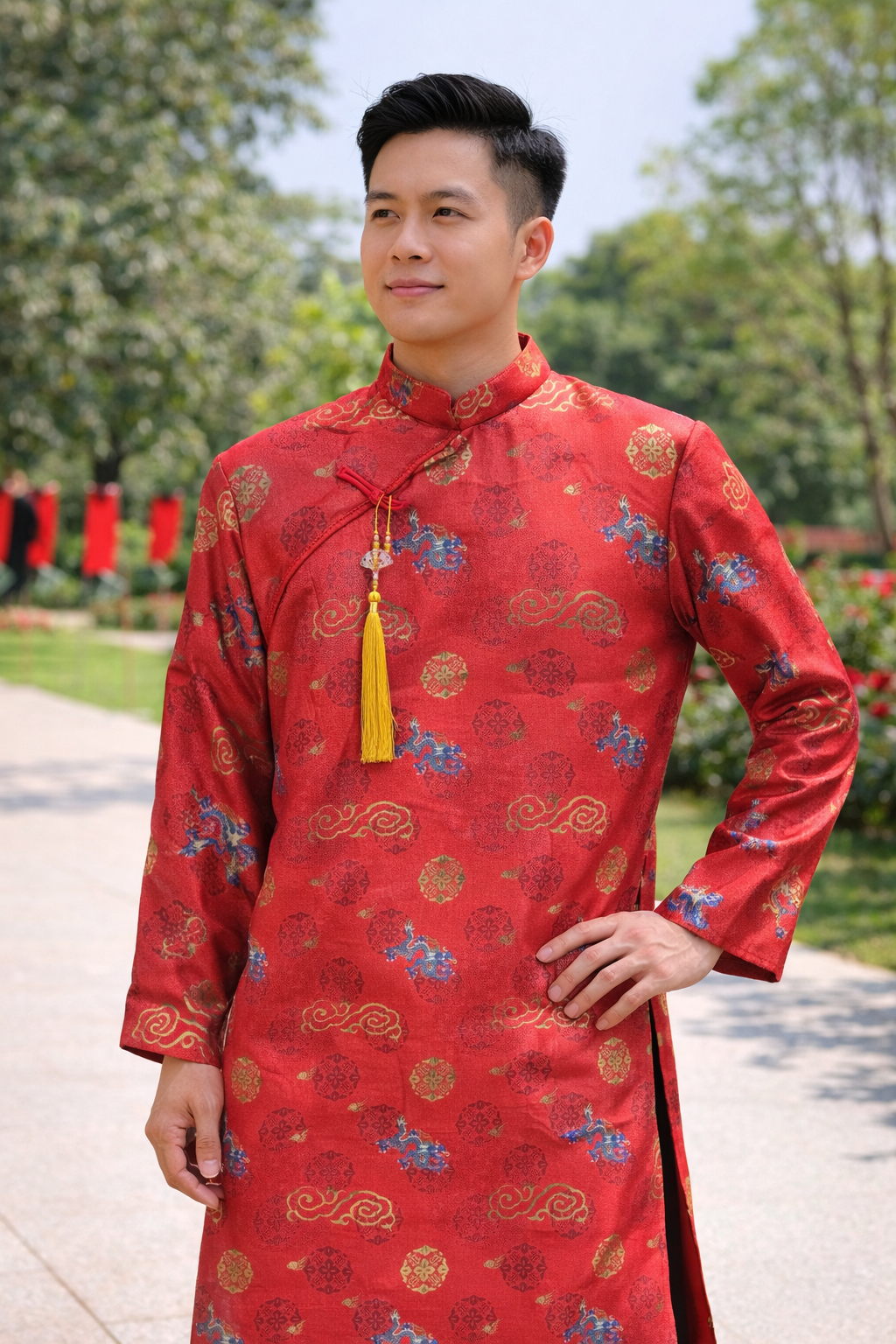 Men's Brocade Medallion Collection Ao Dai