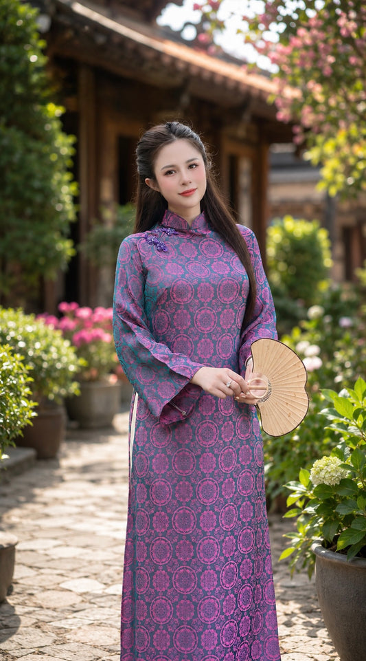 Modern Silk Áo Dài – Deep Purple
