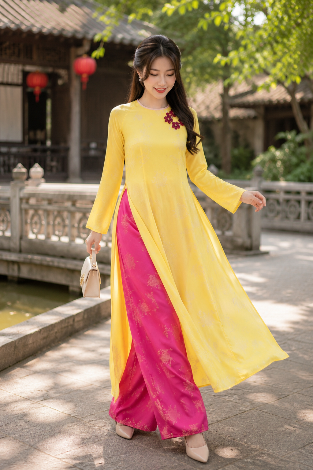 Modern Hà Nam Silk Chrysanthemum - Yellow