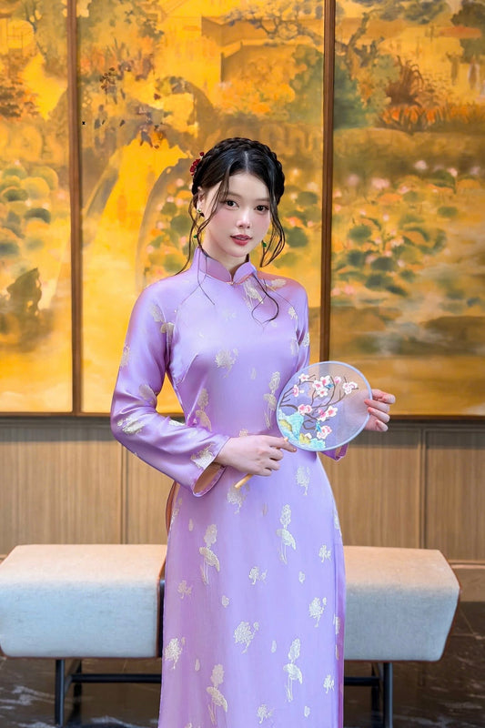 Traditonal Ha Nam Silk Áo Dài – Soft Purple