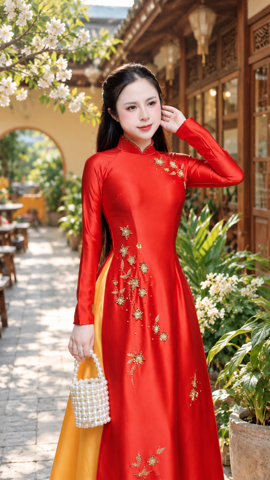 Traditional Valentino Ao Dai - Orange
