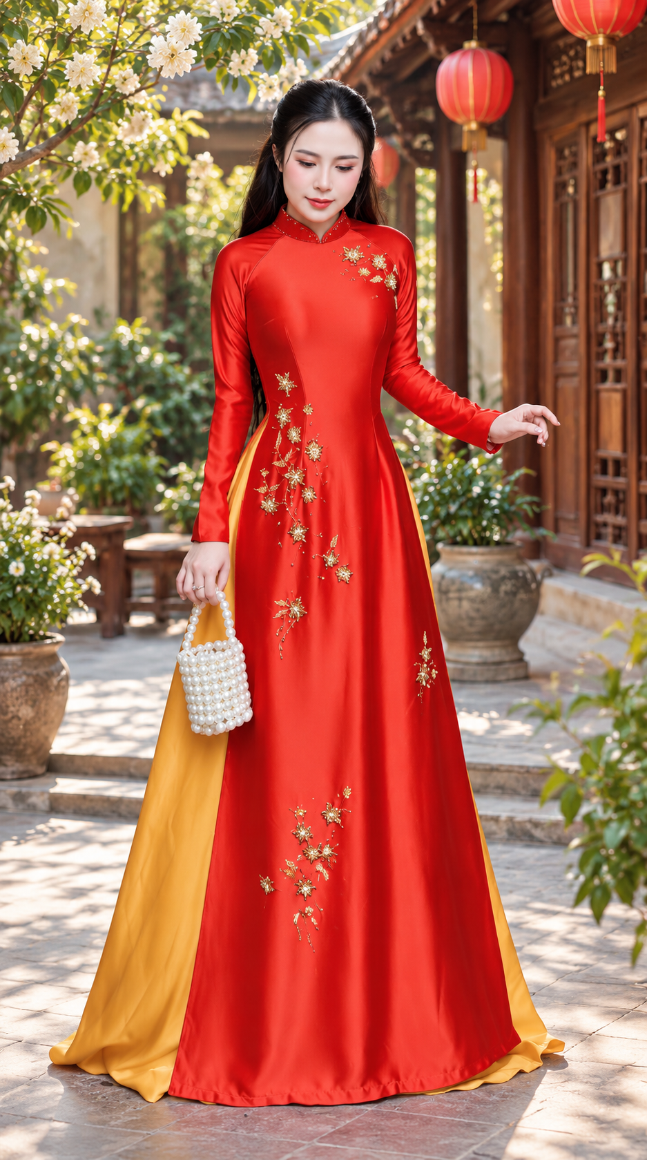 Traditional Valentino Ao Dai - Orange