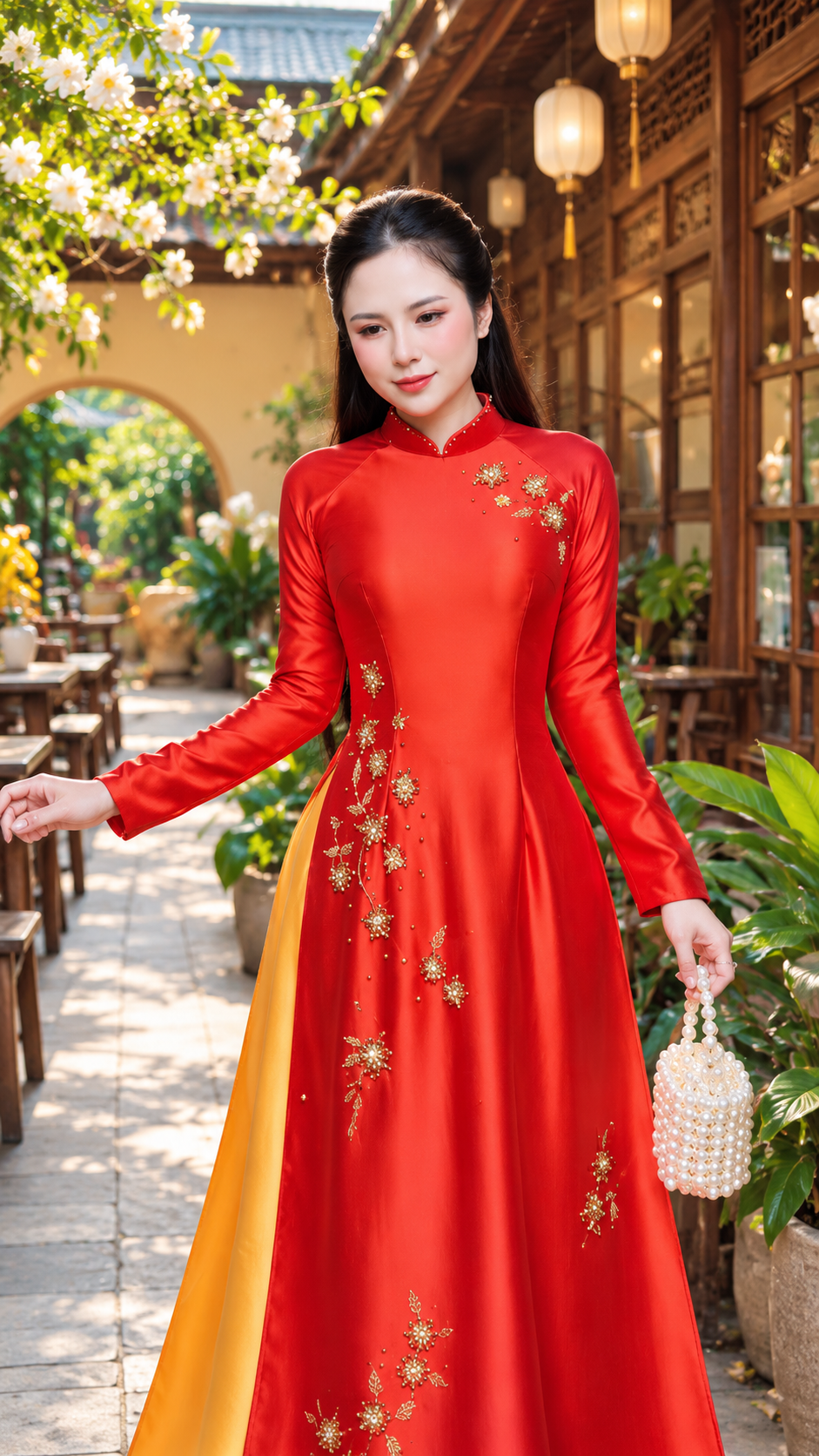 Traditional Valentino Ao Dai - Orange