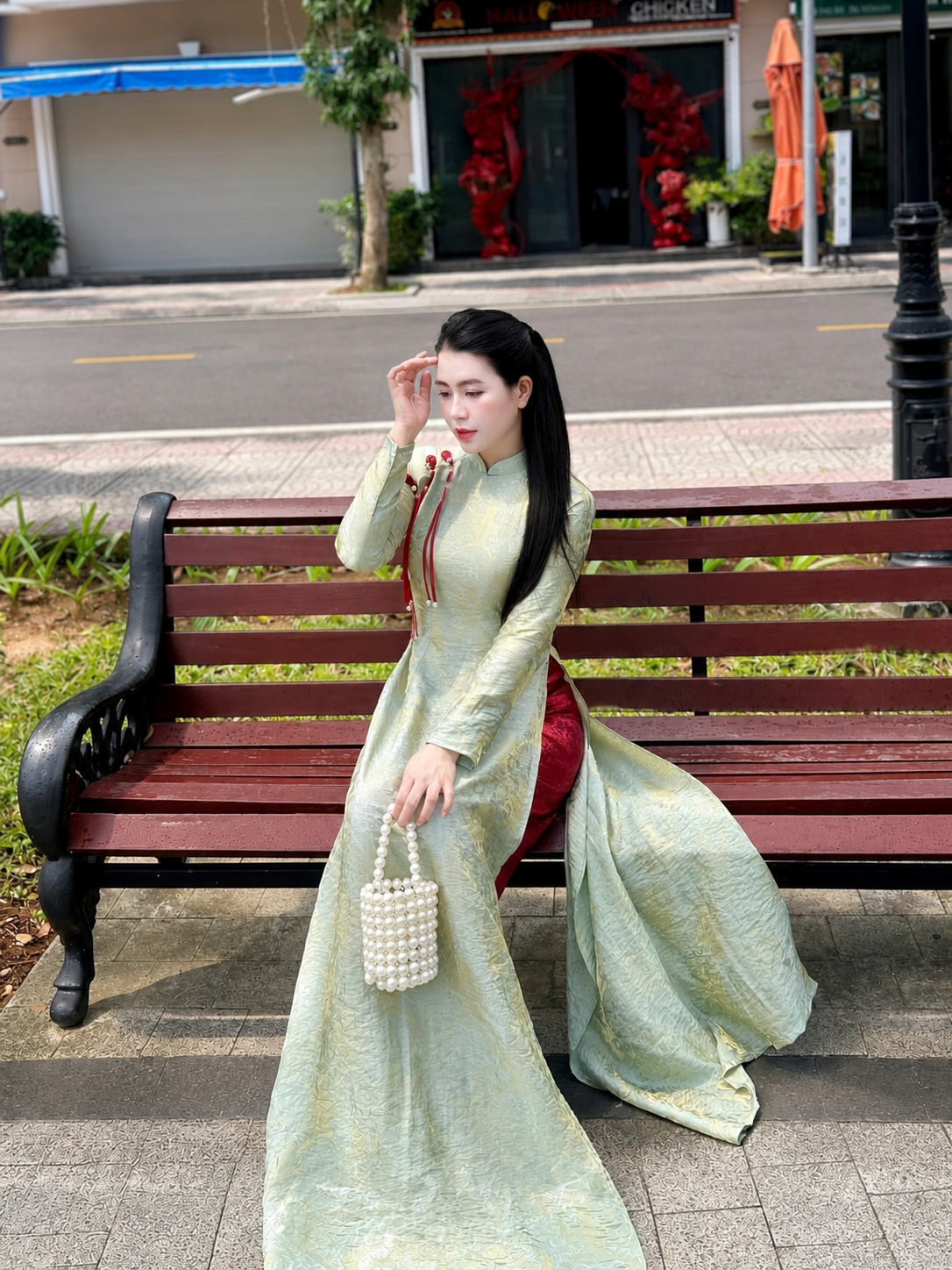 Tencel Silk Ao Dai Set – Butter Green