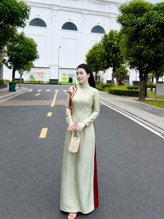 Tencel Silk Ao Dai Set – Butter Green