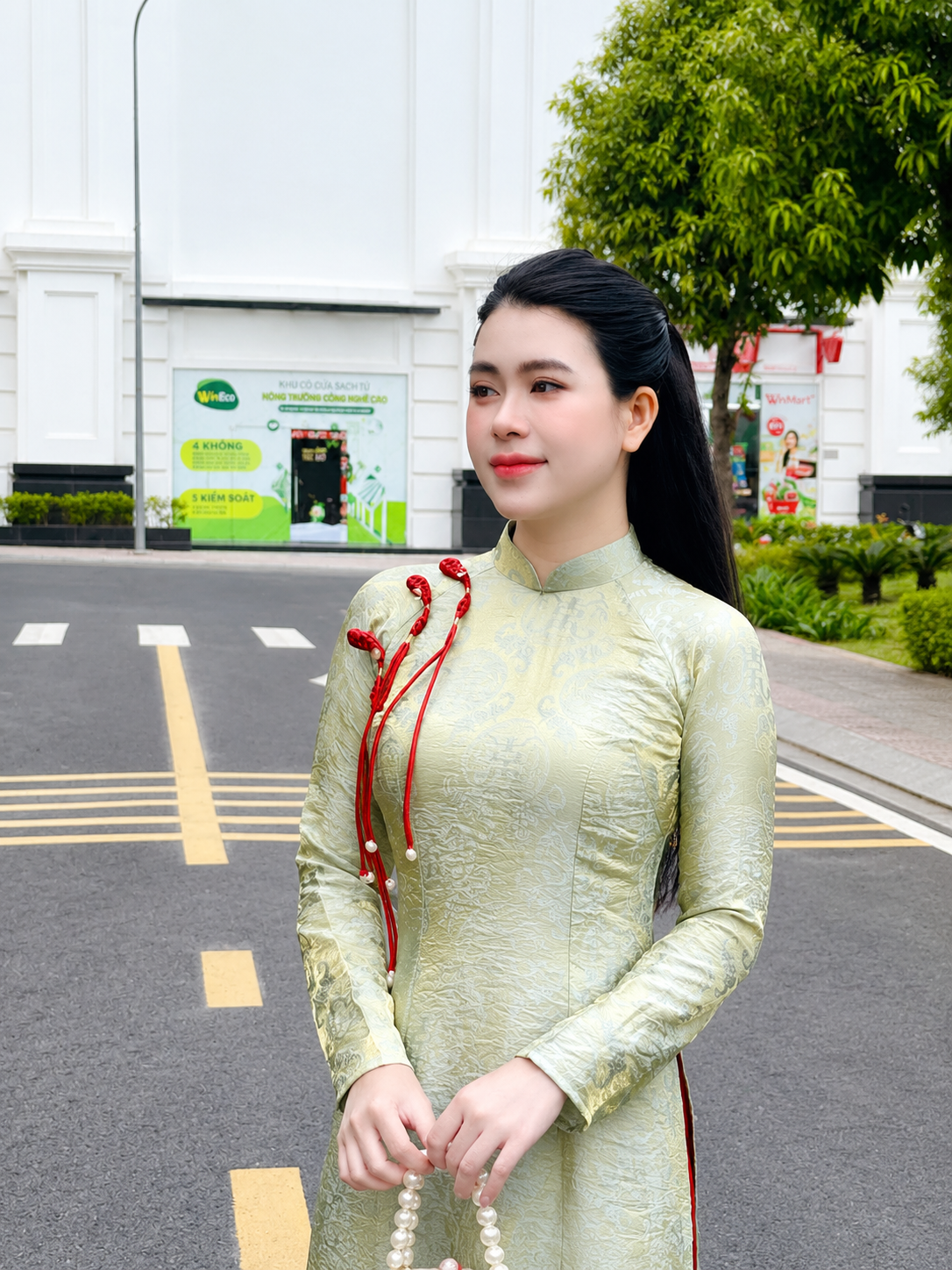 Tencel Silk Ao Dai Set – Butter Green