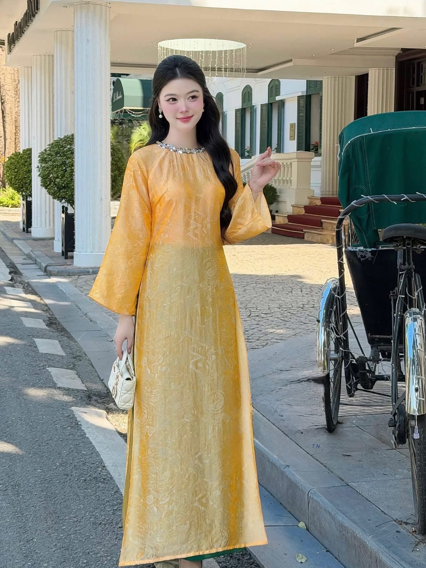 Modern Tencel Silk Áo Dài – yellow
