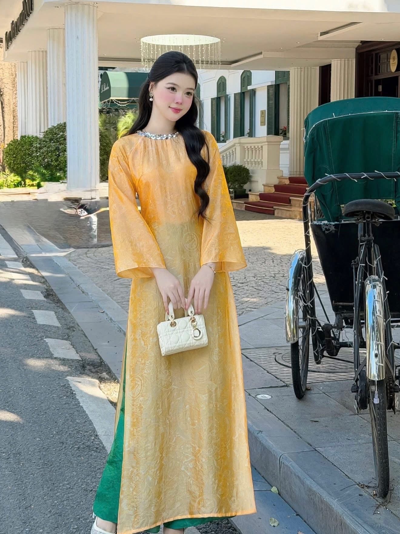 Modern Tencel Silk Áo Dài – yellow
